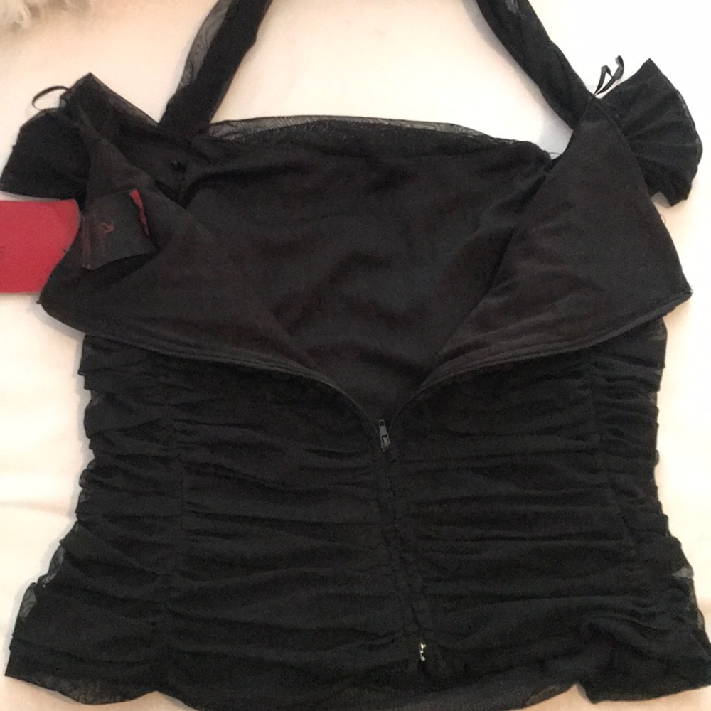 🖤 JS COLLECTION Black Rushed Top - Picture 5 of 6